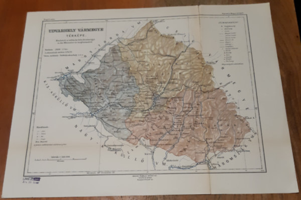 Kogutowicz megyei t�rk�pek - Udvarhely V�rmegye t�rk�pe (1900 k�r�l, �n�ll� lap)