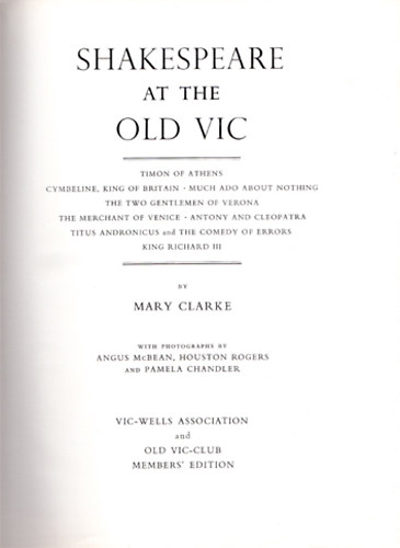 Mary Clarke - Shakespeare at the Old Vic