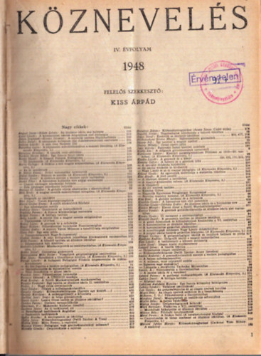 Köznevelés IV. évfolyam 1948/1-24. szám (teljes)