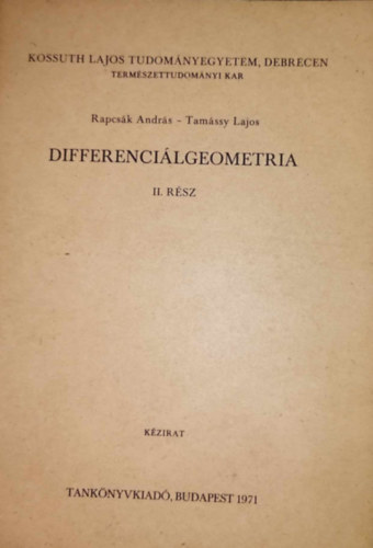 Tamssy Lajos Rapcsk Andrs - Differencilgeometria II. rsz