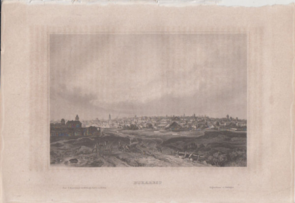 Bukarest (Romnia fvrosa, Eurpa) (16x23,5 cm lapmret eredeti aclmetszet, 1856-bl)