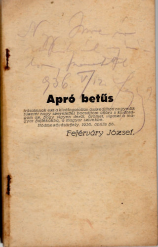Fej�rv�ry J�zsef - Apr� bet�k- dedik�lt
