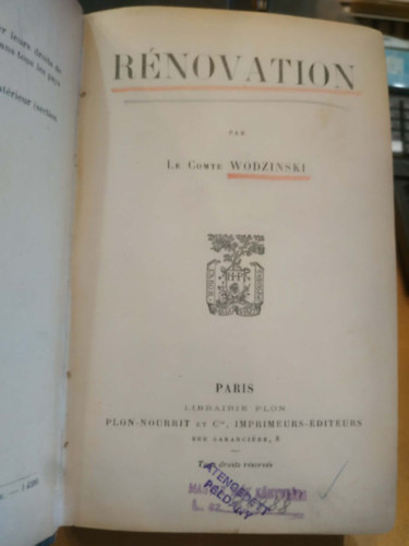 Le Comte Wodzinski - R�novation