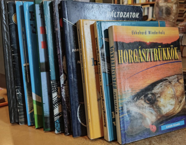 Ferenczy Dnes -Hunyady Attila, Dr. Holly Ivn, Ekkehard Wiederholz, Jn Sedlr, Domonkos Imre, Florovits Gza, Tth Sndor, Zabos Gza, Bokor Kroly, Antalfi Antal-Tlg Istvn, Kvi Gbo - 11 db horgszat, halak: Klnfle halaink s horgszatuk; Keszeghorgszat - versenyhorgszat; Horgsztrkkk; Sporthorgsz bc; Nyltvzi pontyozs (Horgsz praktikk); Vltozatok a ponty horgszatra