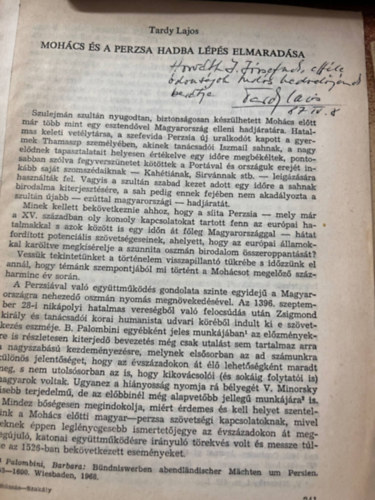 Tardy Lajos - Mohács és a Perzsa hadba lépés elmaradása