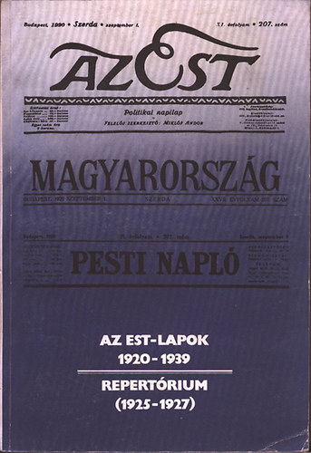 Pesti Ern�  (�ssze�ll.) - Az Est-lapok 1920-1939 - Repert�rium (1925-1927)