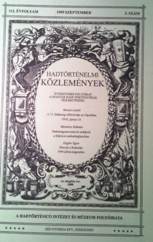 Hadtrtnelmi kzlemnyek 112. vf. 1999. szept. 3. szm