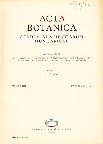P. Jakucs - Acta Botanica - A Magyar Tudomnyos Akadmia botanikai kzlemnyei (Tomus XX., Fasciculi 1-2.)