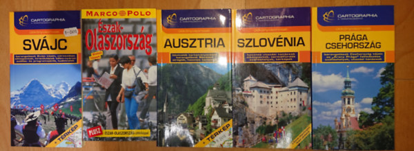 5 tiknyv Kzp-Eurpba krutazst tervezknek: Svjc (Cartographia), szak-Olaszorszg (Marco Polo), Ausztria (Cartographia), Szlovnia (Cartographia), Prga, Csehorszg (Cartographia)