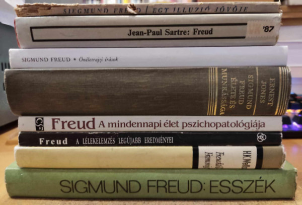 Sigmund Freud, Ernest Jones, Harry K. Wells Jean-Paul Sartre - 8 db Freud: Freud; A llekelemzs legjobb eredmnyei; A mindennapi let pszichopatolgija; Egy illuzi jvje; Sigmund Freud lete s munkssga; Freudtl Frommig; nletrajzi rsok; Sigmund Freud esszk