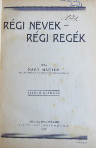 Nagy Mrton - Rgi nevek - rgi regk