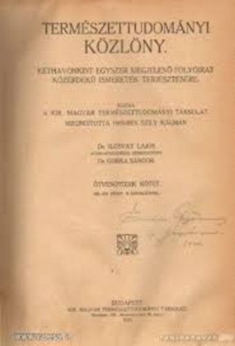 Dr. Ilosvay-Dr. Gorka - Termszettudomnyi kzlny 1923