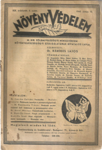 Dr. Kerekes Lajos - Nvnyvdelem XIX. vfolyam 6. szm - 1943 Jnius