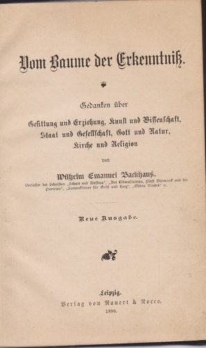 Wilhelm Emanuel - Vom Baume der Erkenntnik I-II
