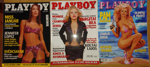 3 db Playboy magazin - 2001. január, április, augusztus