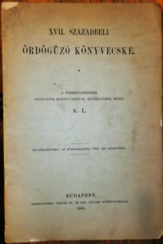 XVII. szzadbeli rdgz knyvecske