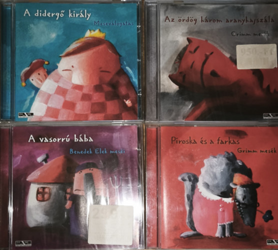 Benedek Elek Grimm testvérek - 4db meseválogatás CD - Az ördög három hajszála-Grimm mesék, Piroska és a farkas-Grimm mesék, A vasorrú bába-Benedek Elek meséi, A didergő király-Meseválogatás