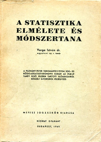 Dr. Varga Istvn - A statisztika elmlete s mdszertana