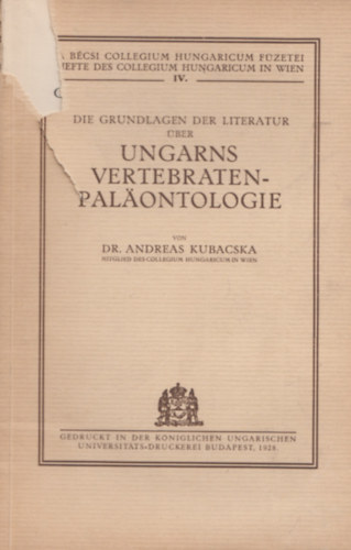 Dr. Andreas Kubacska - Ungarns Vertebraten-Pal�ontologie