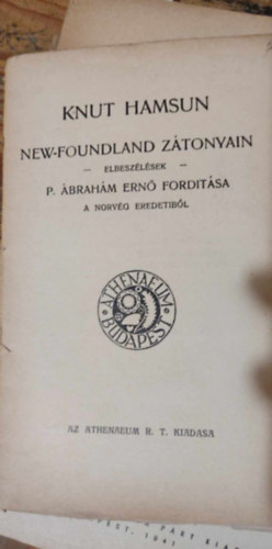 Knut Hamsun - New-Foundland z�tonyain