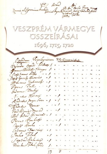 Boross Istvn; Madarsz Lajos - Veszprm vrmegye sszersai 1696, 1715, 1720