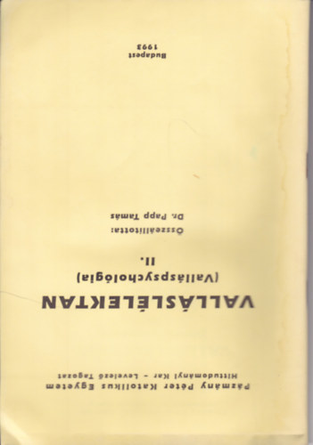 dr. Papp Tams - Vallsllektan - (vallspsycholgia)