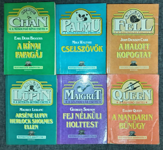 Mika Waltari, John Dickson Carr, Maurice Leblanc, Georges Simeon, Ellery Queen Earl Derr Biggers - (6db) Mesterdetekt�v kisk�nyvt�r k�nyvcsomag: A k�nai papag�j / Cselsz�v�k / A halott kopogtat / Ars�ne Lupin Herlock Sholmes ellen / Fej n�lk�li holttest / A mandarin B�n�gy