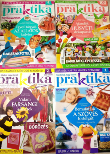 4 db. Praktika Diy Magazin - 2008.jan. - XII évf., 1. szám, 2008.febr. - XII évf., 2. szám, 2008.márc. - XII évf., 3. szám, 2008.ápr. - XII évf., 4. szám (szabás-varrás-kötés-hobby-lakásdivat-kézimunka)