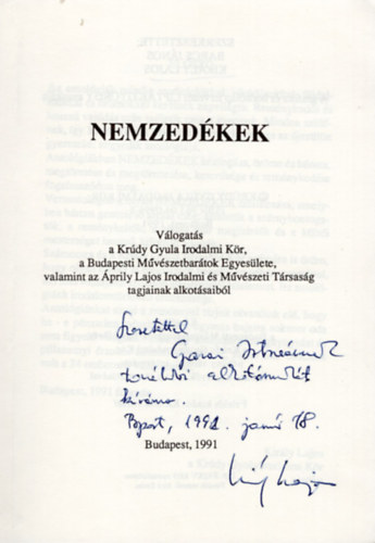 Kir�ly Lajos Barcs J�nos szerk. - Nemzed�kek- vers dedik�lt