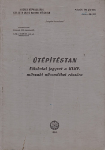 Balatoni J�zsef - �t�p�t�stan - F�iskolai jegyzet a KLNF. m�szaki n�vend�kei r�sz�re