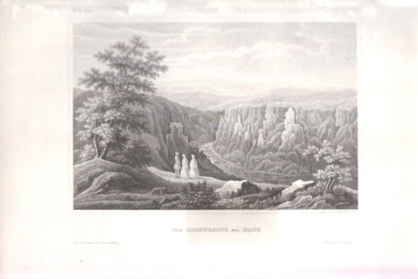 Die Rostrappe am Harz (Grnit sziklk a Harz-hegysgben, Nmetorszg, Eurpa) (16x23,5 cm lapmret eredeti aclmetszet, 1856-bl)