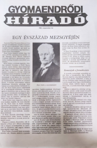 Jnovszki Gyrgy (fszerk.) - Gyomaendrdi Hrad- 1982. szeptember