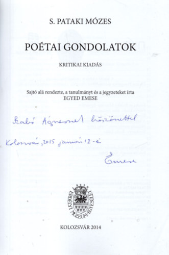S. Pataki M�zes - Po�tai Gondolatok