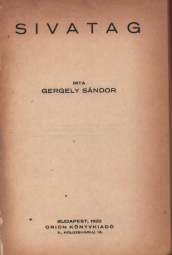 Gergely S�ndor - Sivatag