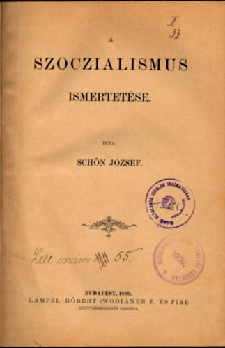 Schn Jzsef - A szoczialismus ismertetse.