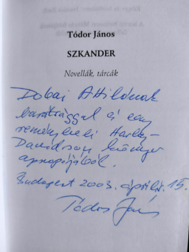 T�dor J�nos - Szkander
