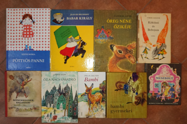 Gazdag Erzsi, Felix Salten, Frank Baum, T�r�k S�ndor, Fazekas Anna, Jean de Brunhoff, Szepes M�ria - 9 klasszikus mesek�nyv: Mesebolt, Bambi, Bambi gyermekei, �z, a nagy var�zsl�, M�nchhausen kalandjai, K�k�jszi �s Bobojsza, �reg n�ne �zik�je, P�tty�s Panni, Babar kir�ly