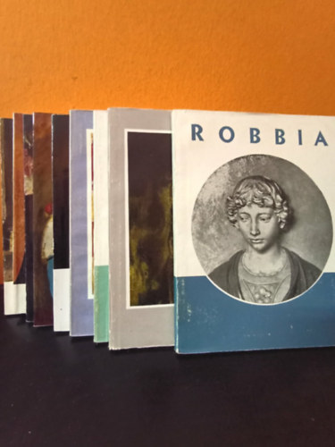 9 db. mű "A Művészet Kiskönyvtára" sorozatból: Robbia, Picasso, Leonardo da Vinci, Matisse, Mestrovic, Corot, Degas, Mantegna, Guardi