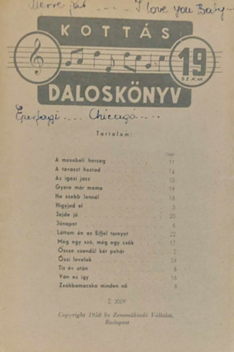 Kottás daloskönyv 19.