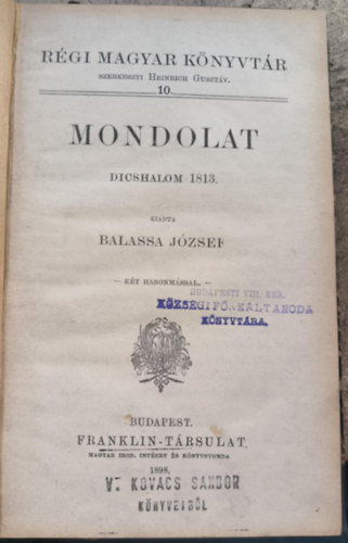 Balassa Jzsef - Mondolat