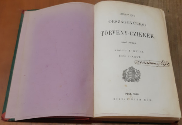 1865/8-ik �vi orsz�ggy�l�si t�rv�ny-czikkek