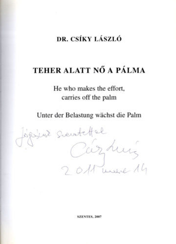 Dr. Csky Lszl - "Teher alatt n a plma" - Dr. Csky Lszl szobrai