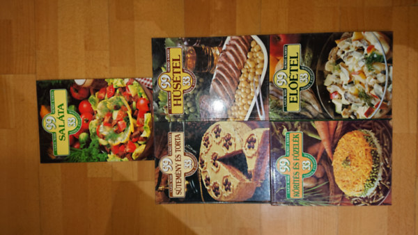 Hemző,Károly -Lajos,Mari - 5 db Lajos Mari-Hemző Károly szakáácskönyv: 99 saláta, 99 sütemény és torta, 99 húsétel, kkörítés és főzelék, 99 előétel