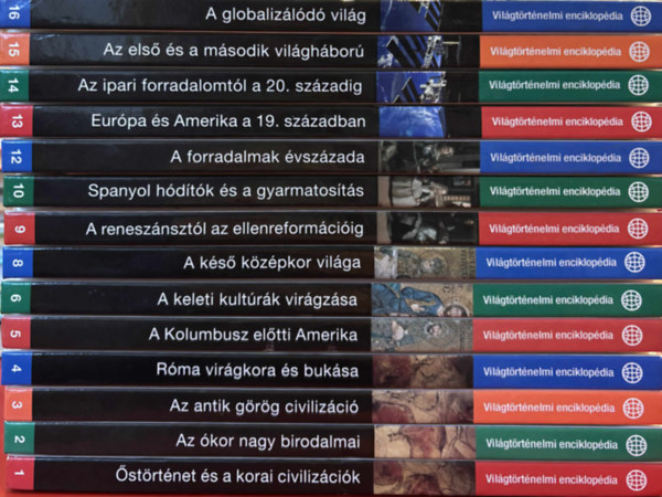 Világtörténelmi enciklopédia hiányos sorozat! 14 db könyv (1-6, 8-10, 12-16)