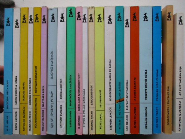 21 db a Vidám könyvek soroaztból (Rosszcsirkeff Mária és társai, Ne hagyd magad lerázni, Elefánt az utcánkban, A fehér szarvas, Veszett ernyő nyele, Tsi-tsa és tsai,, stb...)