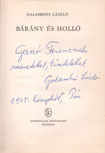 Galambosi László - Bárány és holló - dedikált