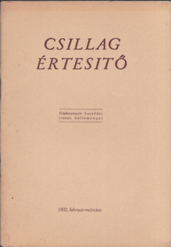 Csillag rtest 1932. februr-mrcius 11. szm (Krishnamurti beszdei, rsai, kltemnyei)