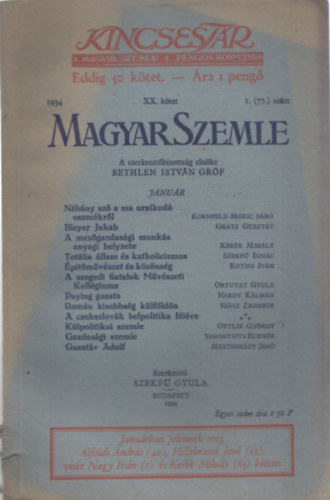 Magyar Szemle 1934. v XX. ktet 1.(77.) szm