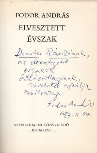 Fodor Andrs - Elveszett vszak- dediklt