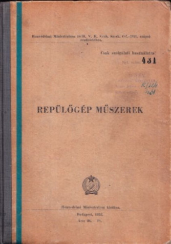 Repülőgép műszerek (számozott, szolgálati használatra)